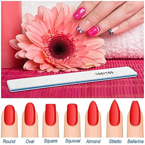 50 PCS Nail File Professional, 100/100 Grit Nail Files Reusable for Acrylic Nail, Double Sided Nail File for Fake Nail, Suitable for Nail Tech or Pet