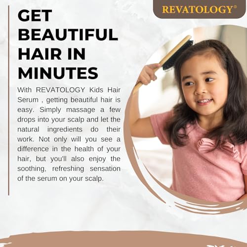 REVATOLOGY Kids Hair Serum (Made in USA) for Hair Thickness, Strength, Growth and Scalp Revitalization for straight, curly, waivy, coiled hair in toddlers, teen, and children | chemical & cruelty free