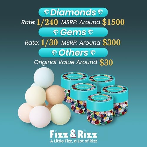 Fizz & Rizz Jewelry Mystery Bath Bomb:Surprise Rings,Necklaces, Earrings,Bracelets and Chance to Reveal High-Value Jewelry Bath Bomb Perfect Gifts for Various Occasions