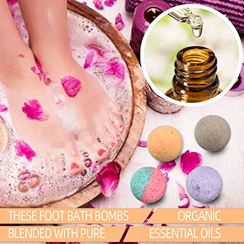 Foot Bath Bombs 12 Pack,Organic Foot Soak with Bath Salt,Foot Spa Bomb Rich Essential Oils for Dry Cracked, Athletes Foot, Stubborn Foot Odor Scent,Tired Sore Feet