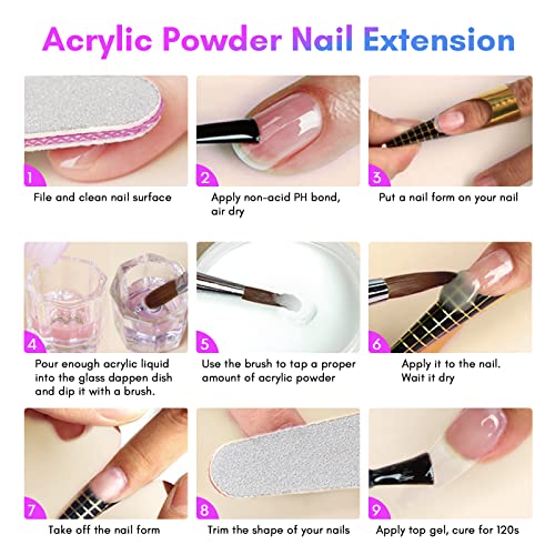SAVILAND Monomer Acrylic Nail Liquid – 8.11fl.oz Acrylic Liquid with 3PCS Brushes Size(8/10/14) Non-Yellowing Monomer for DIY Home Nail Salon Use
