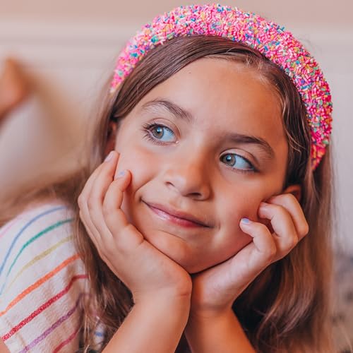 FROG SAC Headband for Girls - Sprinkle Padded Head Bands for Kids, Puffy Toddler Headbands, Little Girl Confetti Hair Band Accessories, Pink Candy Hairbands, Easter Basket Fillers Stocking Stuffers