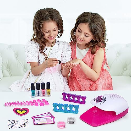 Golray Kid Foot Spa & Nail Kit, Girl Gift for 5 6 7 8-12 Year Old Toys Manicure Pedicure Art Salon, Massage Bubble & Music Foot Soak Tub, Spa Day Sleepover Party Supply Christmas Girl Birthday Gift