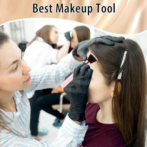 Tanlade 10 Pcs Makeup Brushes Bulk Flat Top Foundation Brush Liquid Cream Powder Foundation Contour Blush Concealer Eye Shadow Blending Liner Make up Kit for Wedding Artist(Pink)