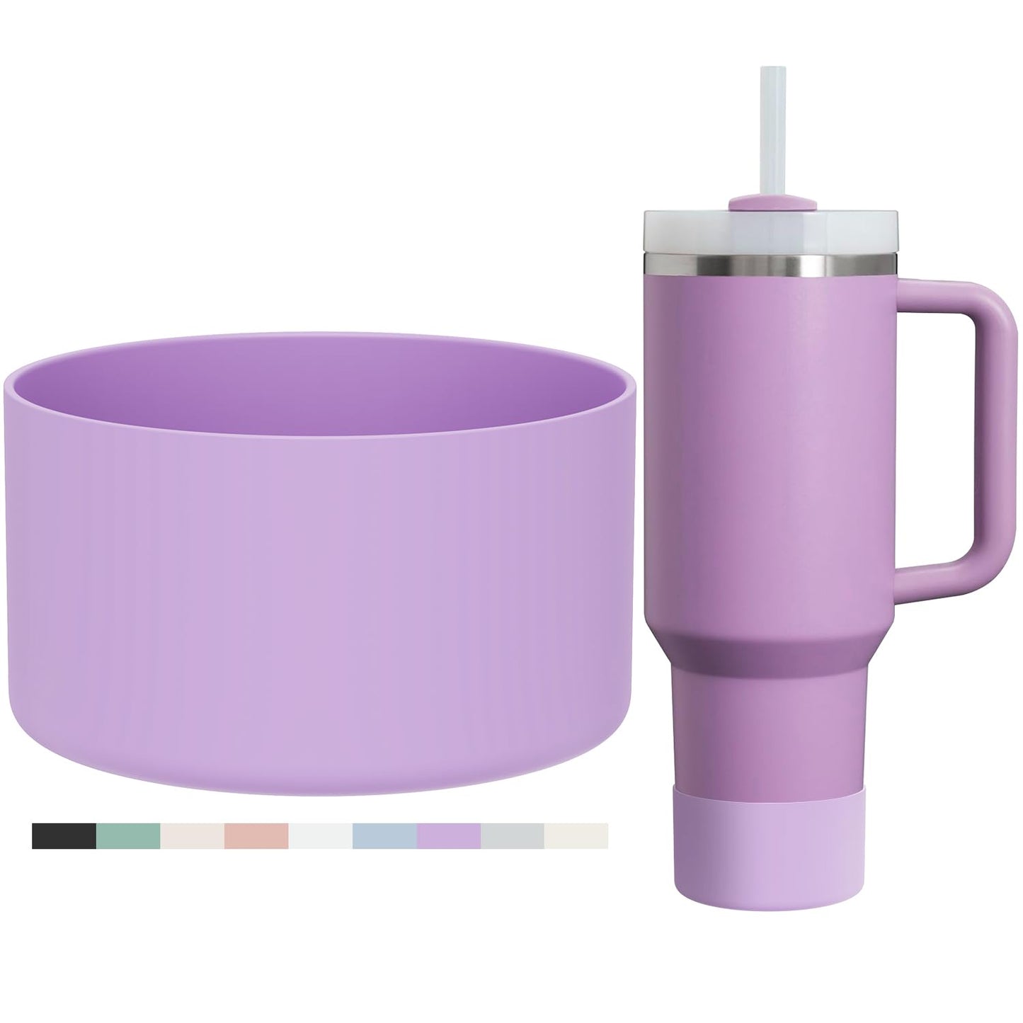 Affute Protective Silicone Boot for Stanley Quencher H2.0 40 30 20 oz & IceFlow Flip 30 20 oz, BPA Free Anti-Noise Anti-Scratch, Stanley Cup Protector Sleeve Cover Boot (Violet)