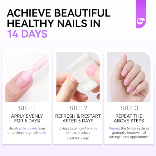 gelike ec Nail Strengthener Polish for Thin Nails: Soft Pink 15ml 6 in 1 Natural Nail Hardener Extra Strong and Growth - Long Lasting Repair for Damaged Nails - Growth Oil for Salon Home Daily Work
