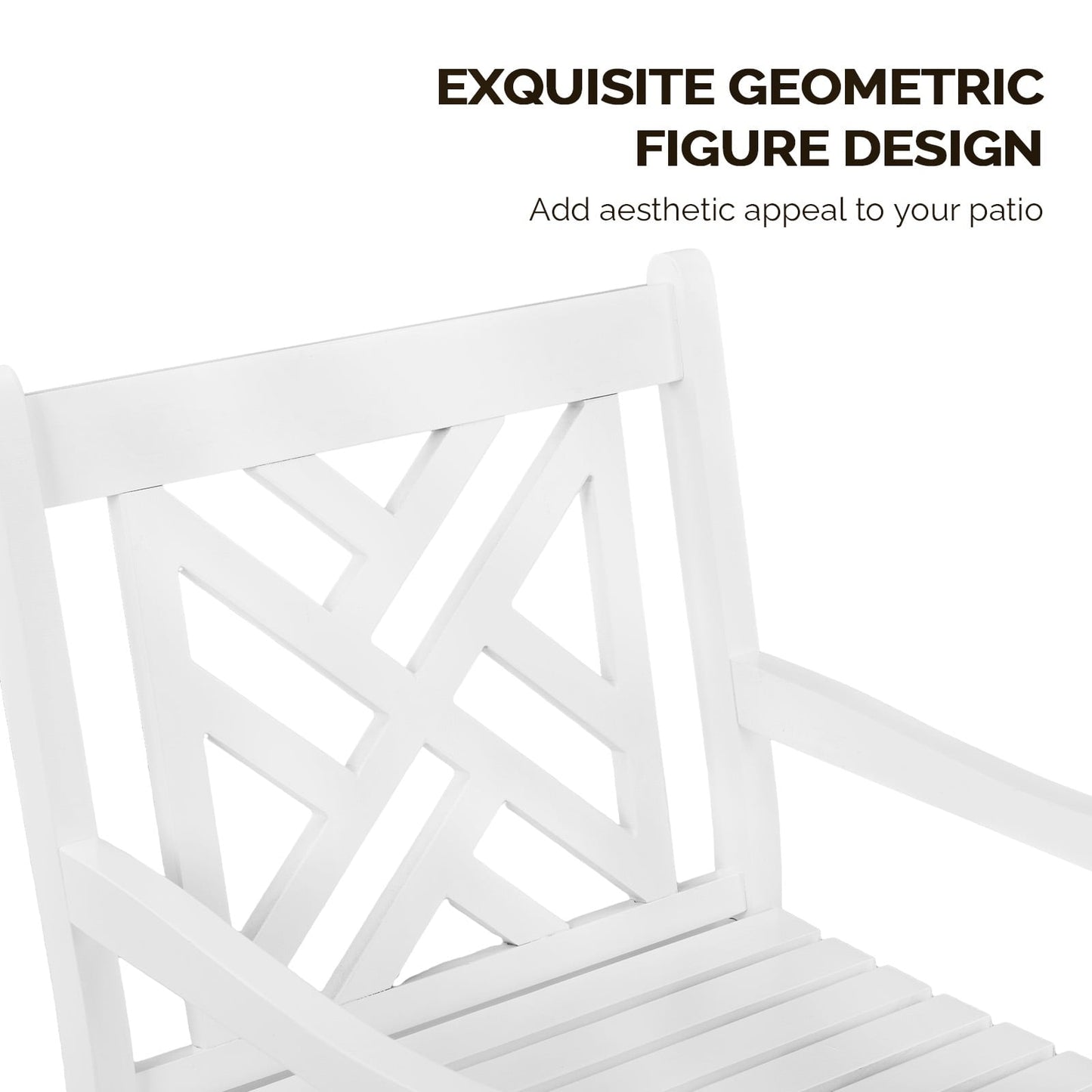 Zimtown 1Pc Patio Dining Chair, Heavy Duty Wood Armchair, Bistro Seating with Slatted Seat ,Outdoor Dining Seating for Indoor Outdoor Balcony Porch Garden, White