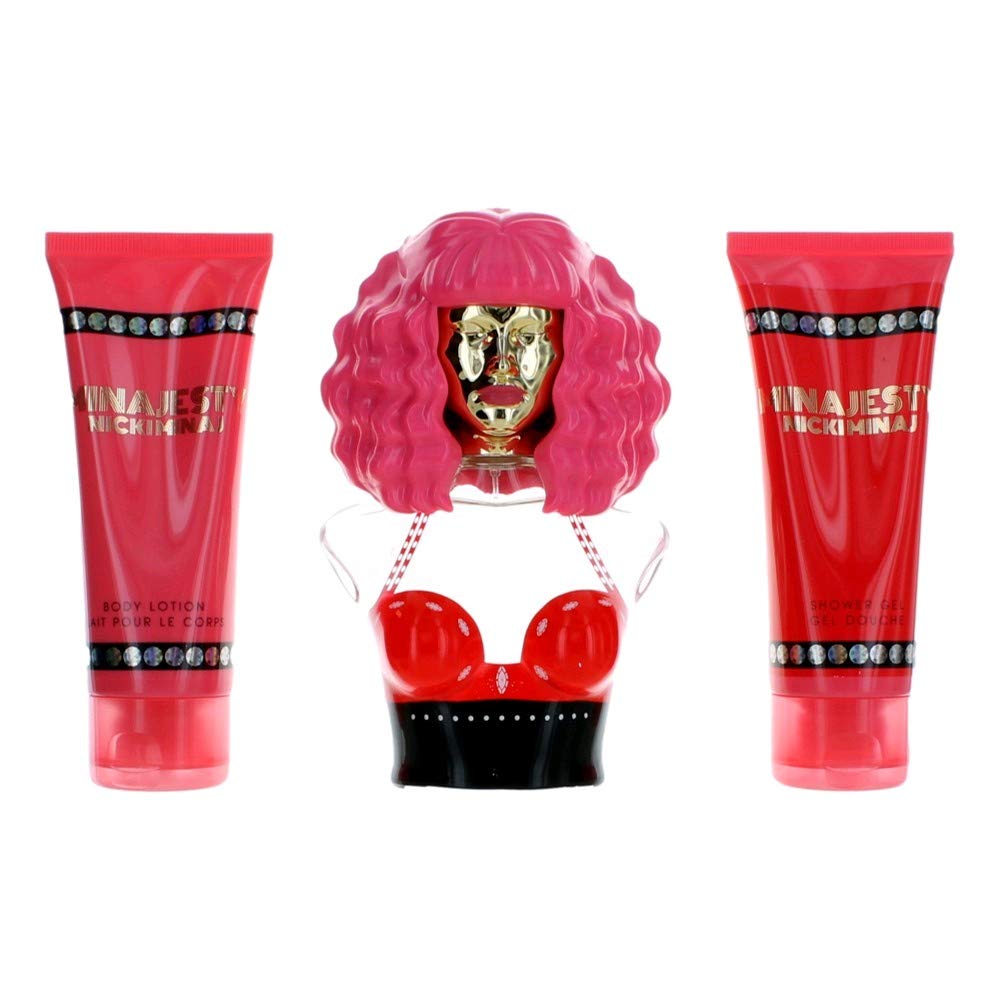 Nicki Minaj Minajesty 3-Piece Women'S Perfume Gift Set,Red Berries, Lemon, Peach, Magnolia, Frangipani, Orchid, Tonka Bean, Whit