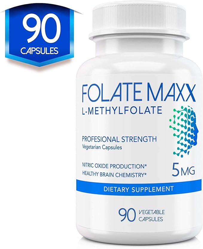 FolateMaxx L-Methylfolate 5 mg 90 Capsules Professional Active Folate Non-GMO, Gluten Free Methyl Folate, 5-MTHF