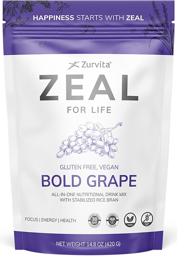 Zurvita - Zeal for Life - Bold Grape Flavor - Daily Nutritional Supplement for Vitality, Immunity, & Overall Wellness - 30-Day Wellness Bag, 420 Grams