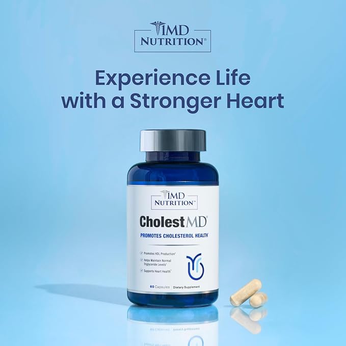 1MD Nutrition CholestMD with Olive Leaf Extract, Bergavit, Niacin, Garlic | 60 Capsules