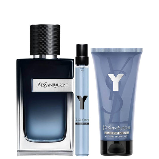 Yves Saint Laurent Y Eau De Parfum Gift Set For Men (Eau De Parfum Spray 3.4 Fl Oz, Eau De Parfum Spray 0.34 Fl Oz, Shower Gel 1