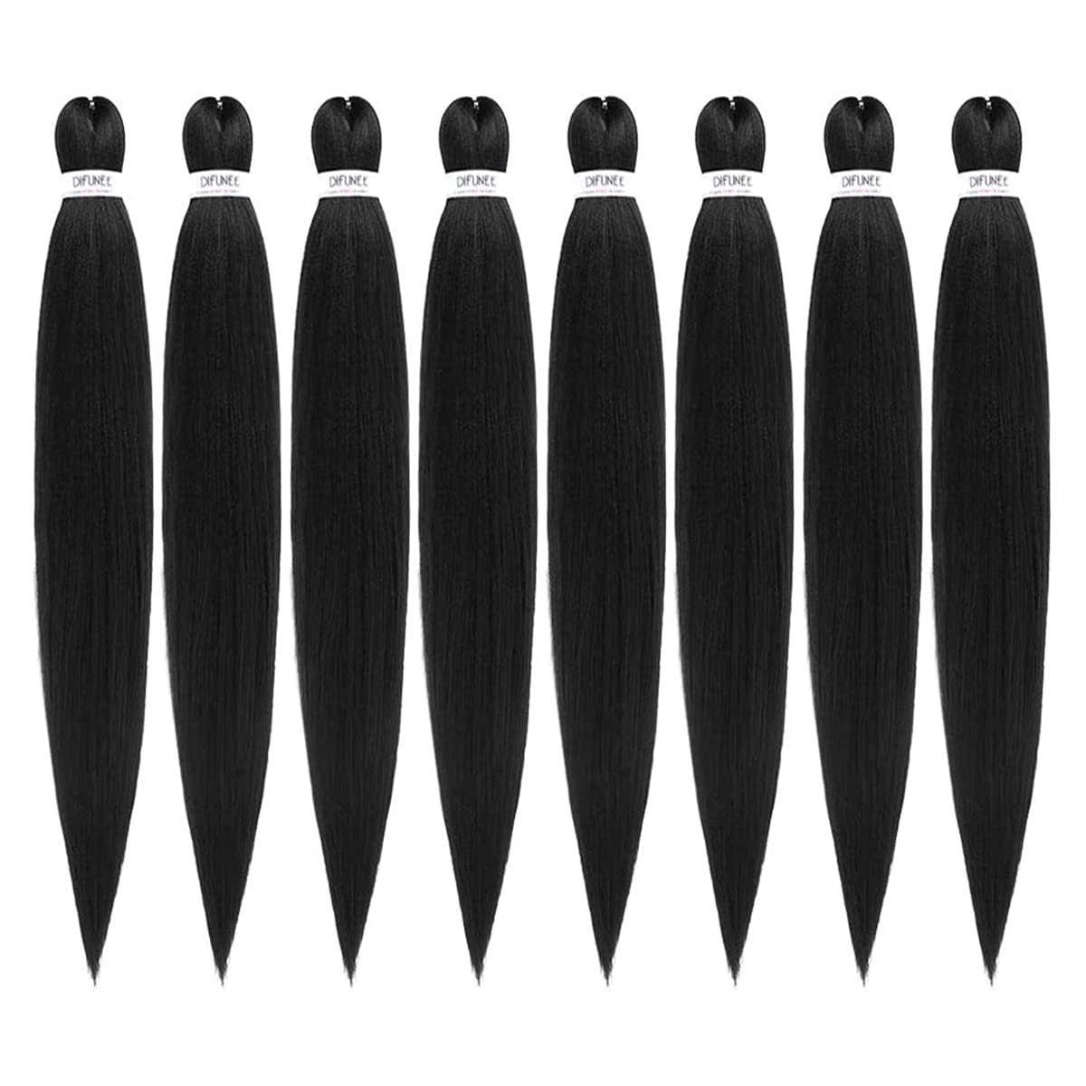 DIFUNEE Pre-stretched Braiding Hair - 36 Inch 8 Packs Natural Black Super Long Braiding Hair For Twist or Box Braids, Yaki Texture Hot Water Setting Synthetic Braiding Hair Extensions (36 Inch, 1B-8P)