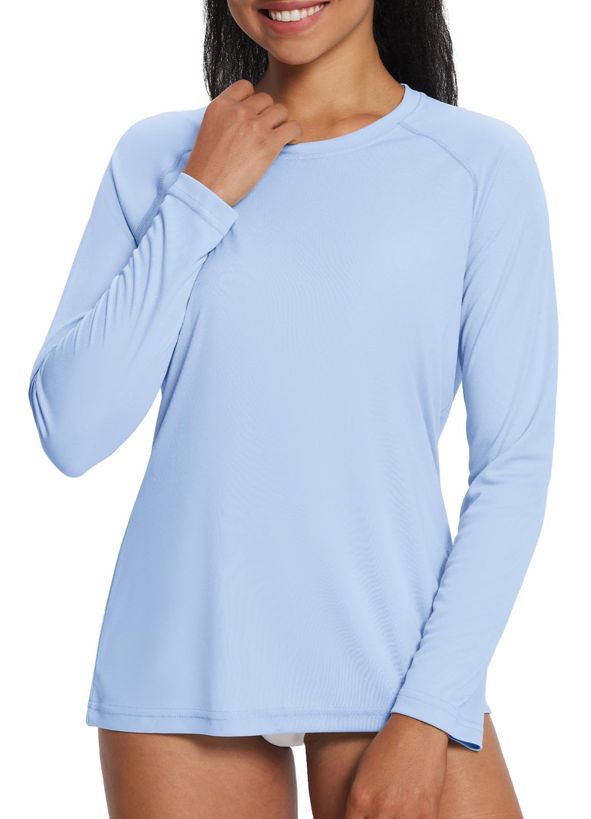 BALEAF Women's Rash Guard Long Sleeve UPF 50+ Swim Shirts SPF Swimsuit UV Protection Quick Dry Lightweight Surfing Diving Fishing T-Shirt Graystone Size XS