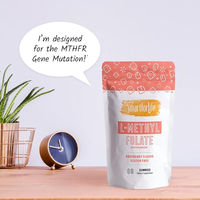 Smart for Life L-Methylfolate Gummies with Vitamin B12 Raspberry Flavor - 10mg - 60 Gummies - Active Folate 5 MTHFR Support Supplement Professional Strength - Doctor Designed Methyl Folate