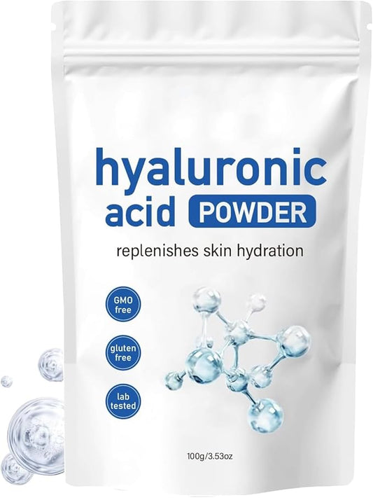 Hyaluronic Acid Powder, Hyaluronic Acid Powder for Skin Care,Low Molecular Weight, Vegan Cosmetic Grade,Water Soluble Hydrating Ingredient for Skin Moisture,DIY Facial Serum(100g/3.52oz)