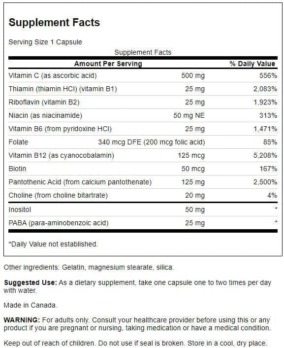 Swanson Super Stress B-Complex - Vitamin Supplement - Formula for Healthy Energy Levels - (240 Capsules)