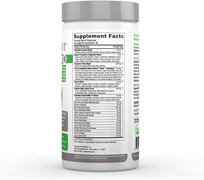 Greens First PRO Phytonutrient Capsules - 30 Servings - 54 Antioxidant Superfoods, Organic Fruits & Vegetables - Prebiotics, Probiotics & Digestive Enzymes - Dairy & Wheat-Free, Non-GMO - 180 Capsules