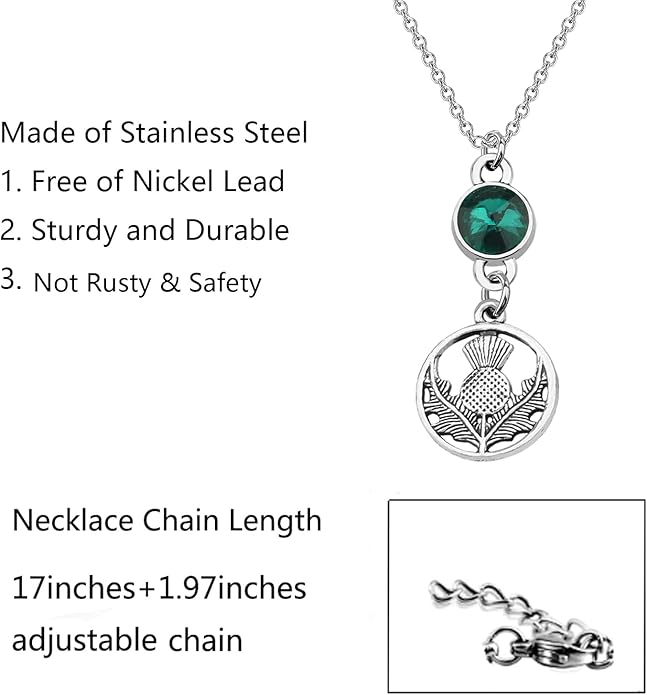 WSNANG Scottish Thistle Necklace Scottish Gifts for Women Thistle Pendant Necklace Scottish Blessing Jewelry