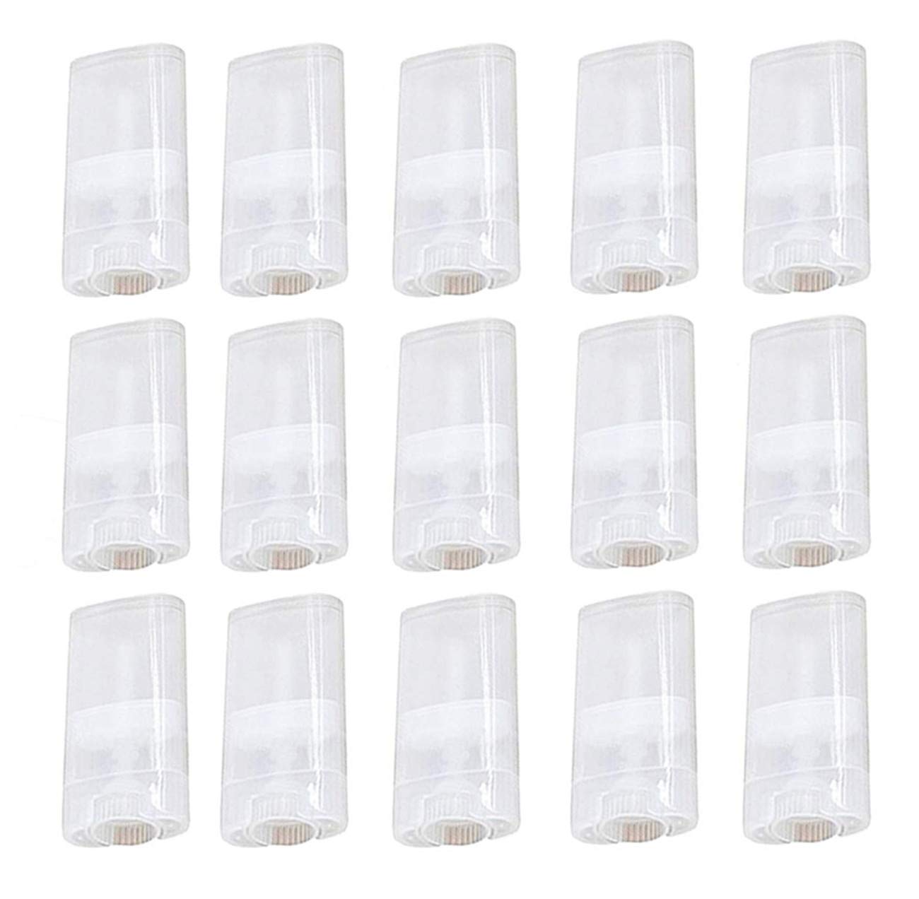 20 Pcs 15Ml Clear Empty Plastic Oval Deodorant Containers Lipstick Lip Balm Tubes 0.5 Oz Oval Twist-Up Refillable Tubes Bpa Free