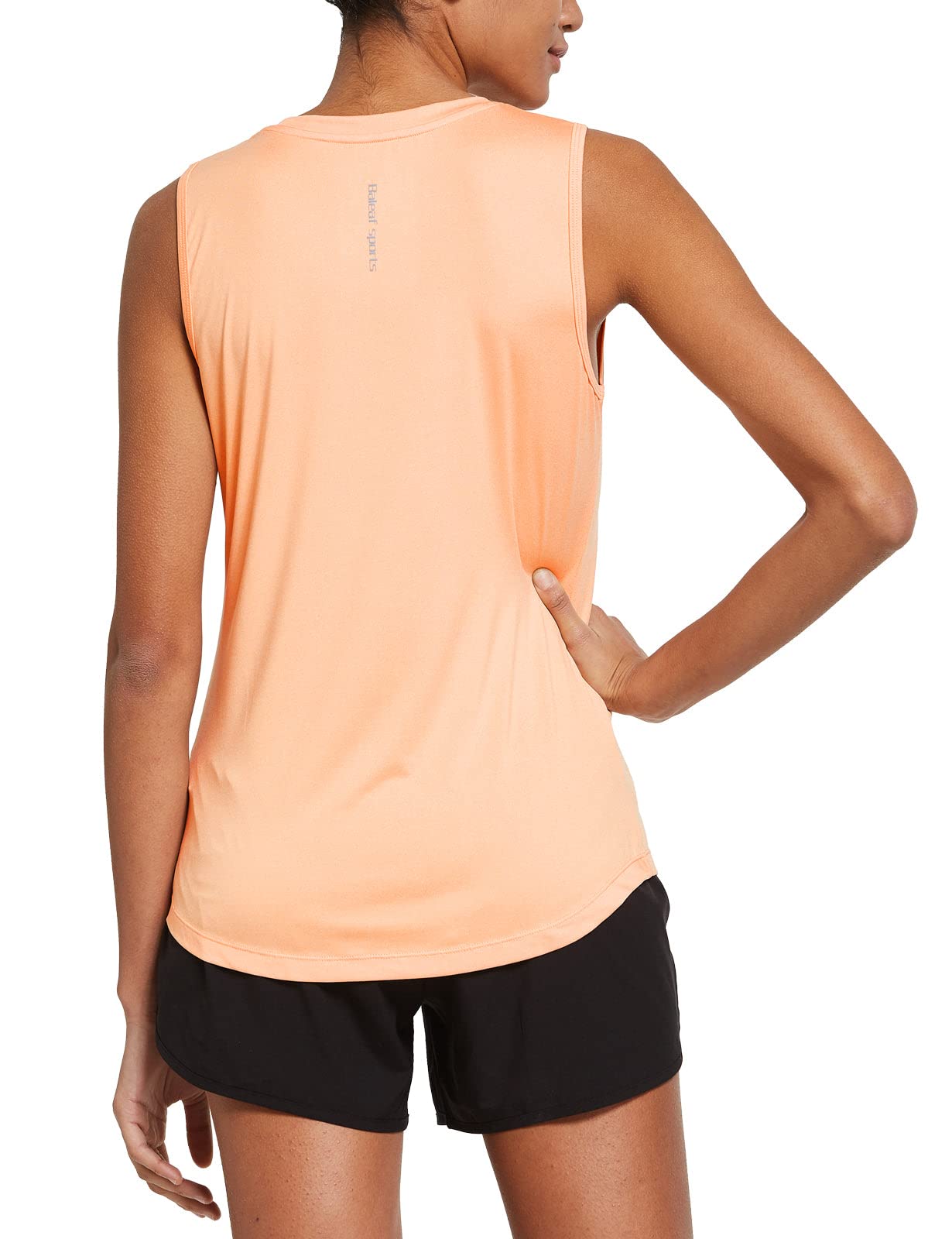 BALEAF Women's Sleeveless Workout Shirts Exercise Running Tank Tops Athletic Yoga Tops Orange Size XS