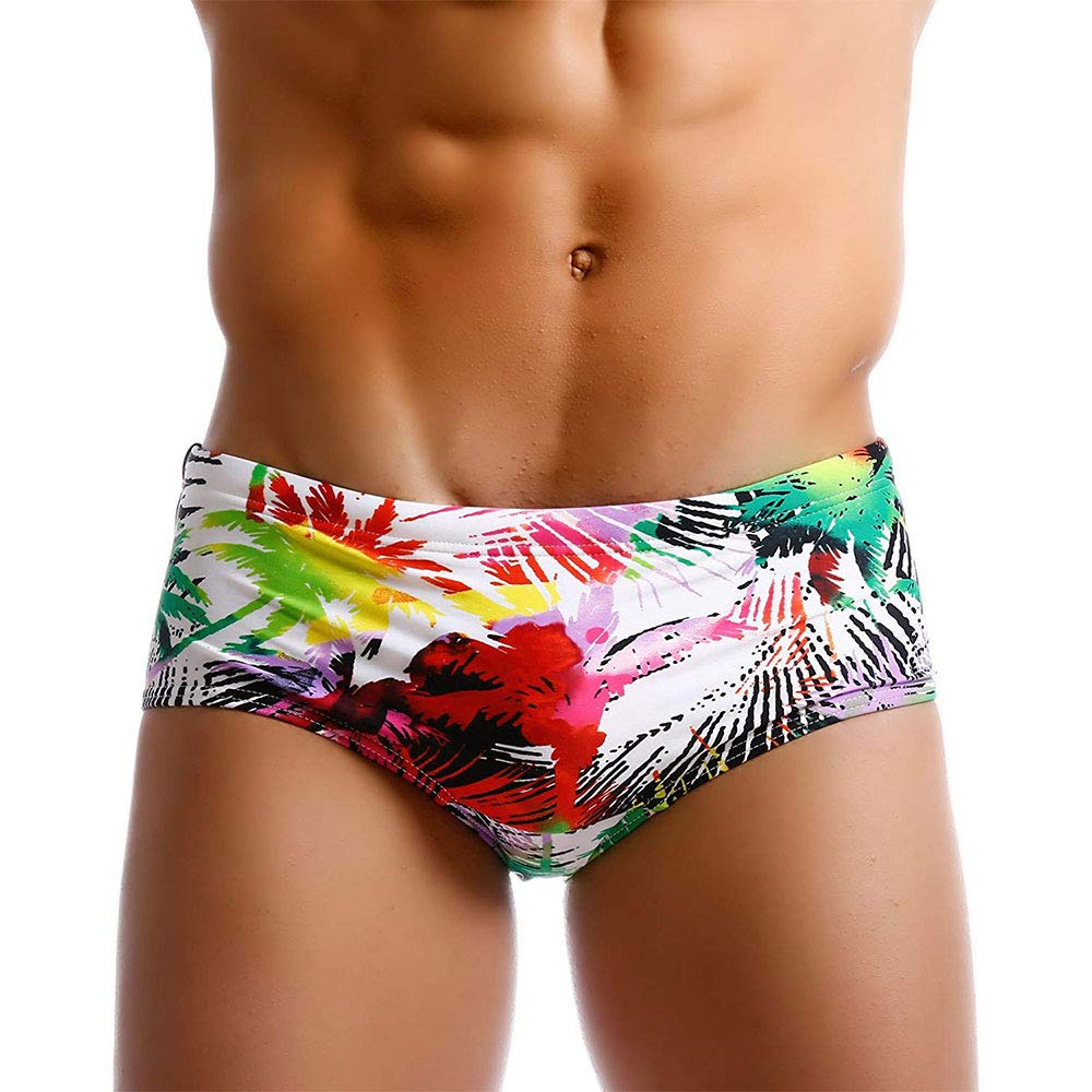 Mens Swimsuit Briefs Padded Swimwear printe Male Sexy Fashion Swimming Bikini Board Beach Surfing Swim Trunks (Red,Tag XL (US L),)
