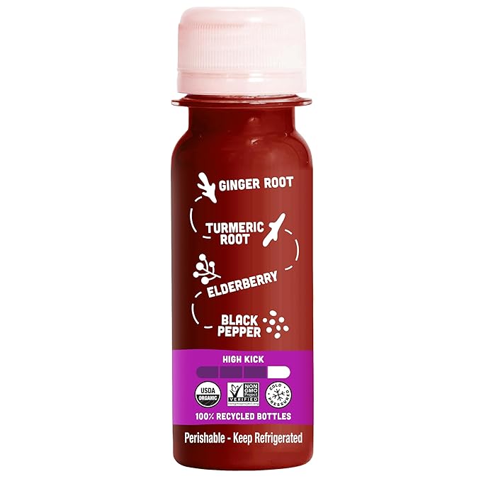 Vive Organic Immune Support Elderberry Shot, Cold-Pressed Turmeric & Ginger, Gluten Free, Vegan, Immunity Boost Elderberry, 2 Fl Oz (Pack of 12)