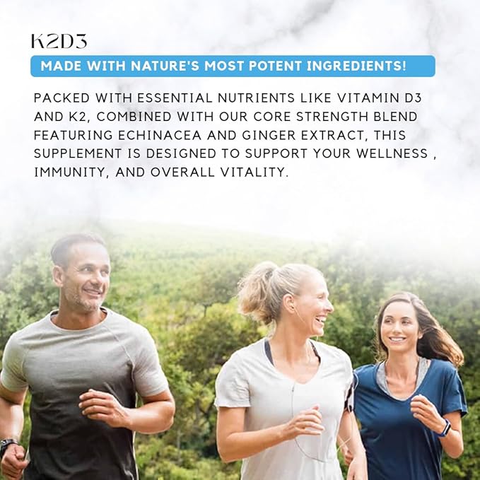 Absonutrix K2D3, 390 mg, 4 FL OZ Liquid, 302 Servings, Made in USA, Plant-Based Ingredients, Vitamin K2, Echinacea Extract, Gluten-Free, Non-GMO