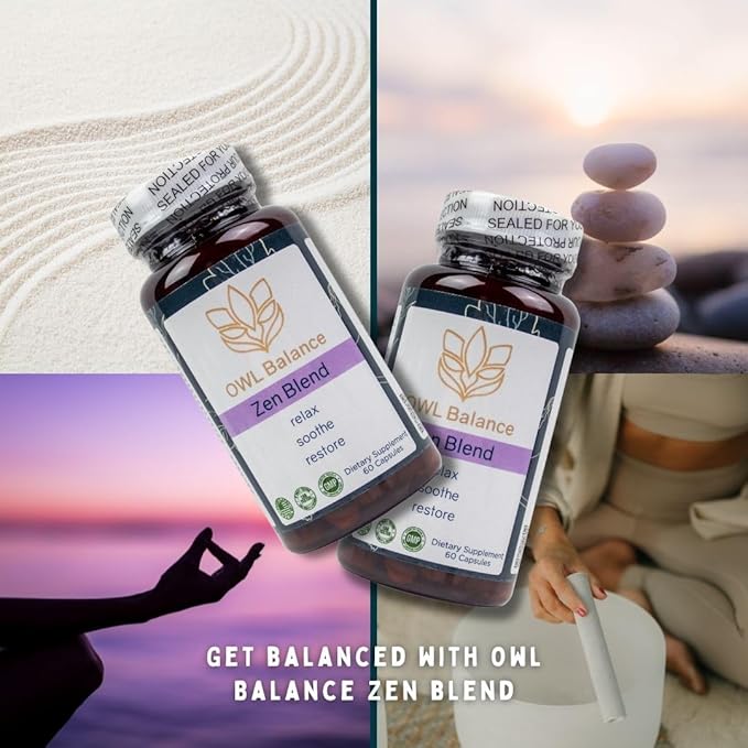 Zen Blend - Stress and Anxiety Supplement with Ashwagandha, L-Theanine, Holy Basil, Skullcap, Passionflower & Lemon Balm | Supports Mood, Focus & Stress Relief | Vegan & Non-GMO | 60 Capsules