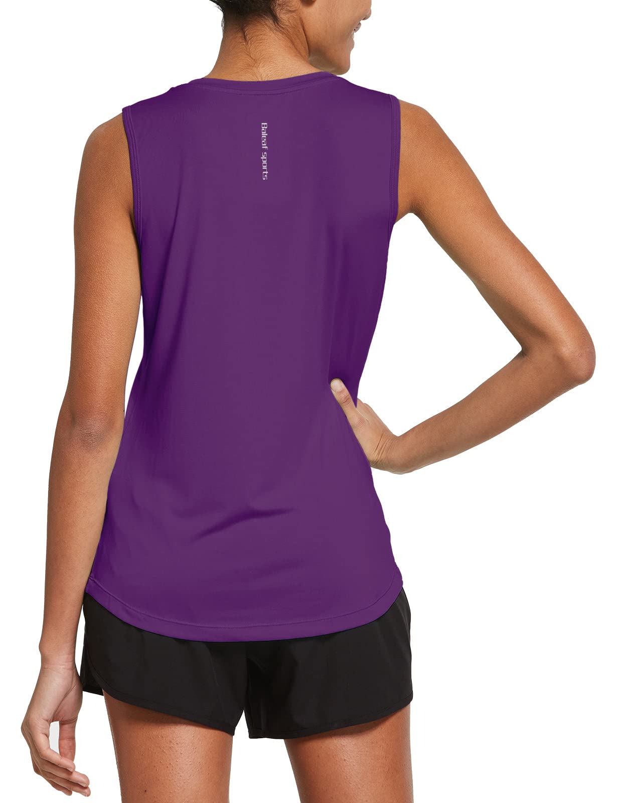 BALEAF Women's Sleeveless Workout Shirts Exercise Running Tank Tops Active Gym Tops Purple Size XS
