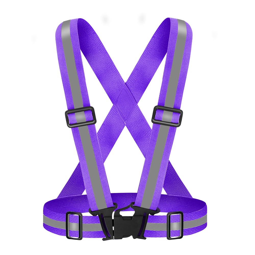 Fepdiu High Visibility Reflective Vest Safety Vest Running Reflective Gear Adjustable Reflective Vest for Walking,Jogging,Hiking,Night Cycling (Purple)