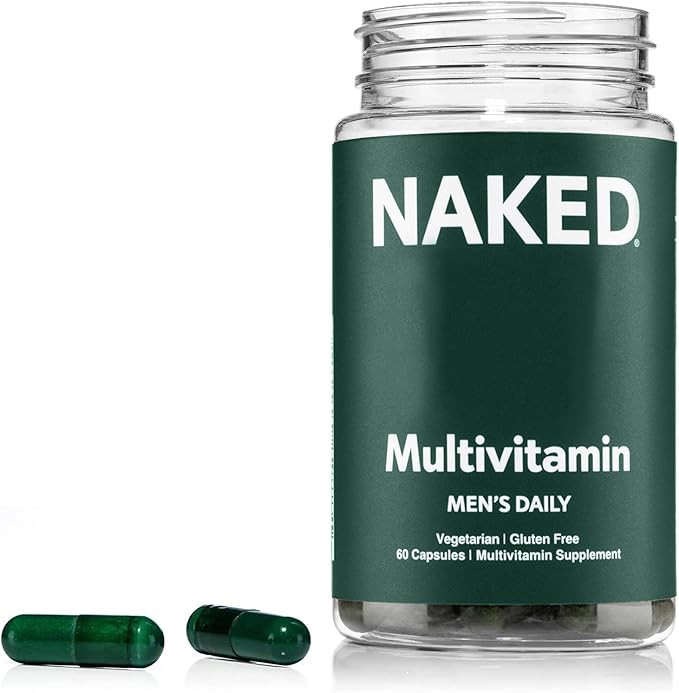 NAKED Men’s Multi – Daily Multivitamin for Men – A, C, E, Selenium, Zinc, Fruit and Super Green Extracts and More to Boost Immune Support – Gluten-Free and Vegetarian Daily Vitamins – 60 Capsules