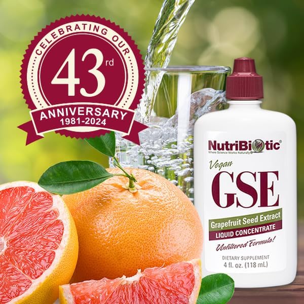 NutriBiotic – GSE, 4 Oz Liquid | The Original Grapefruit Seed Extract Premium Concentrate with Bioflavonoids | Vegan, Gluten Free, Non-GMO