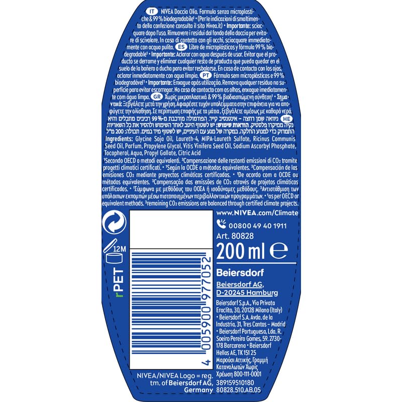 NIVEA Rich Care Intensive Nourishing Shower Oil 200 ml