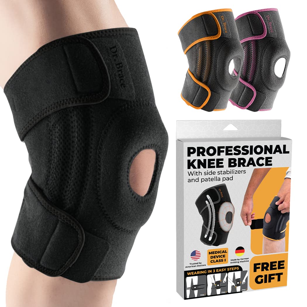 DR. BRACE ELITE Knee Brace with Side Stabilizers & Patella Gel Pads for Maximum Knee Pain Support and fast recovery for men and women-Please Check How To Size Video (Pluto, Small)
