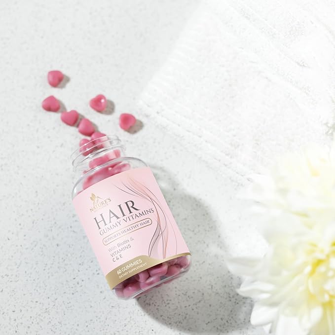 Sugar Free Hair Vitamins Gummies with Biotin 5000 mcg, Vitamin A, B12, C, D, E, Folic Acid, Supports Hair Growth Gummy, Vegetarian Friendly, Supports Strong Beautiful Hair and Nails - 60 Gummies