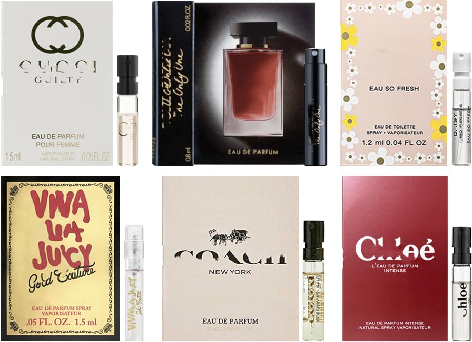 Designer Fragrance Perfume Sampler Set for Women - (Pack of 6 Sample Vials)