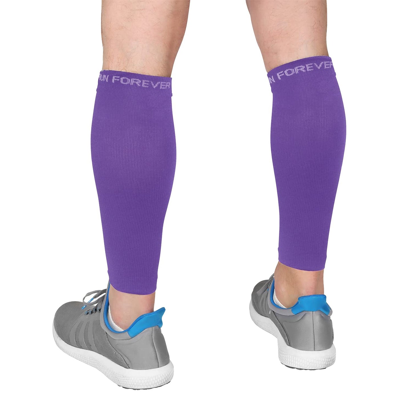 Run Forever Calf Compression Sleeves for Men and Women - Leg Compression Sleeve - Footless Compression Socks for Runners, Shin Splints, Varicose Vein & Calf Pain Relief - Purple Small