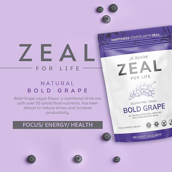 Zurvita - Zeal for Life - Bold Grape Flavor - Daily Nutritional Supplement for Vitality, Immunity, & Overall Wellness - 30-Day Wellness Bag, 420 Grams