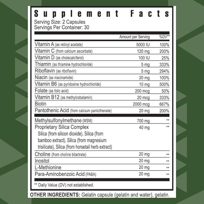 Youngevity Ultimate Hair, Skin, and Nails | 2000 mcg Biotin + Essential CoFactors | 9 Vitamins/Minerals, Paba, Silica, MSM, B-6 | (Pack of 2)