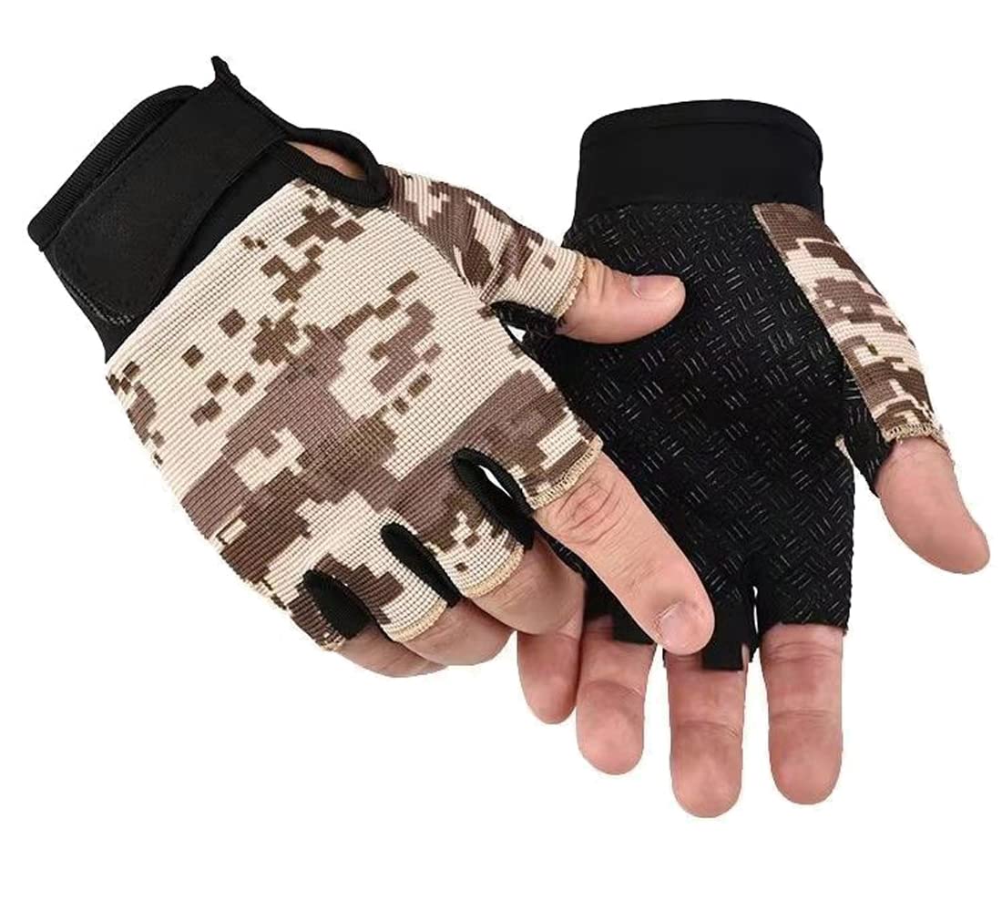 Fingerless Gloves Bicycle Gloves, Tactical Gloves Airsoft Gloves Training Gloves Fishing Gloves, Biking Gloves Men & Women (Tan, Small)
