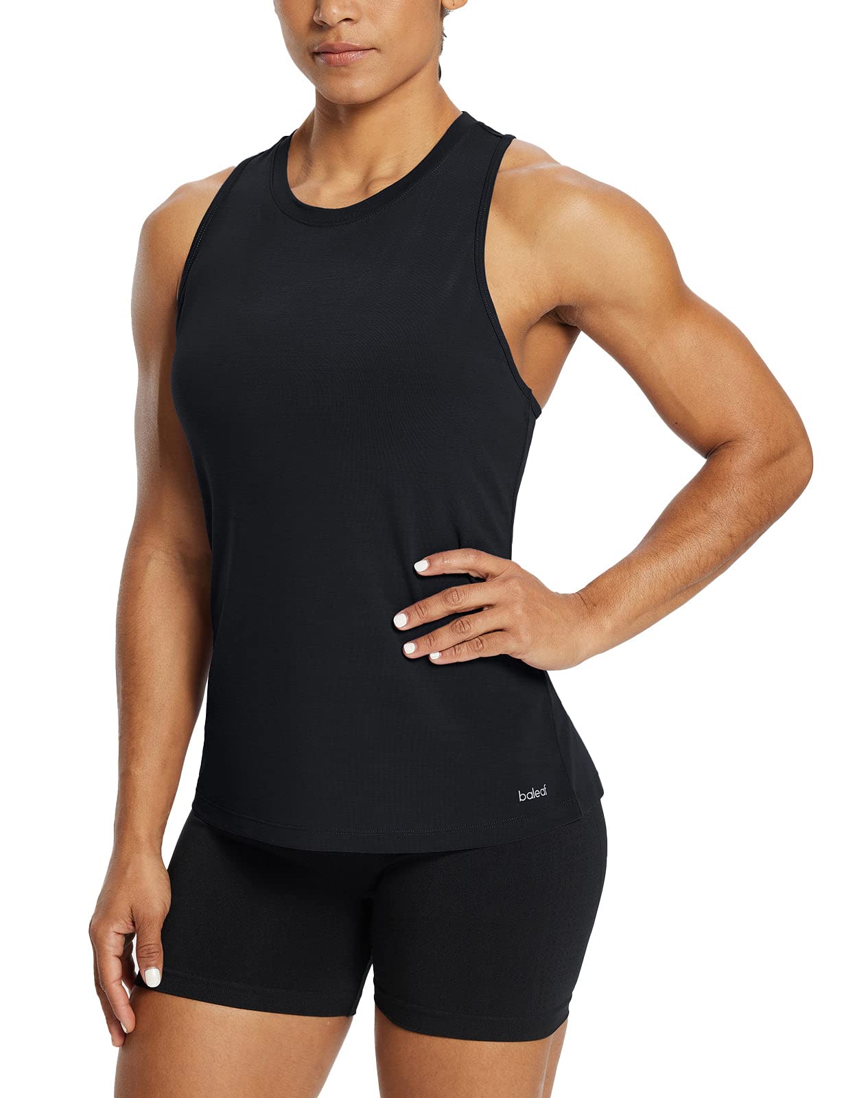 BALEAF Women's Workout Tank Tops Racerback Athletic Running Muscle Tank Gym Tennis Shirts Exercise Fitness Black XS