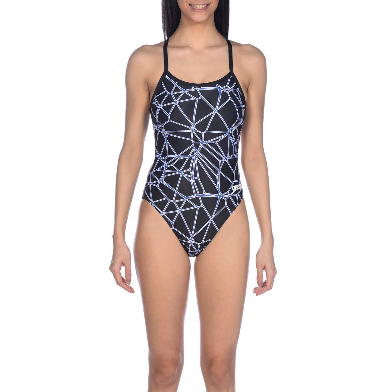 Arena Women's Standard Carbonics Pro Challenge Back One Piece Swimsuit, Black/Royal, 24