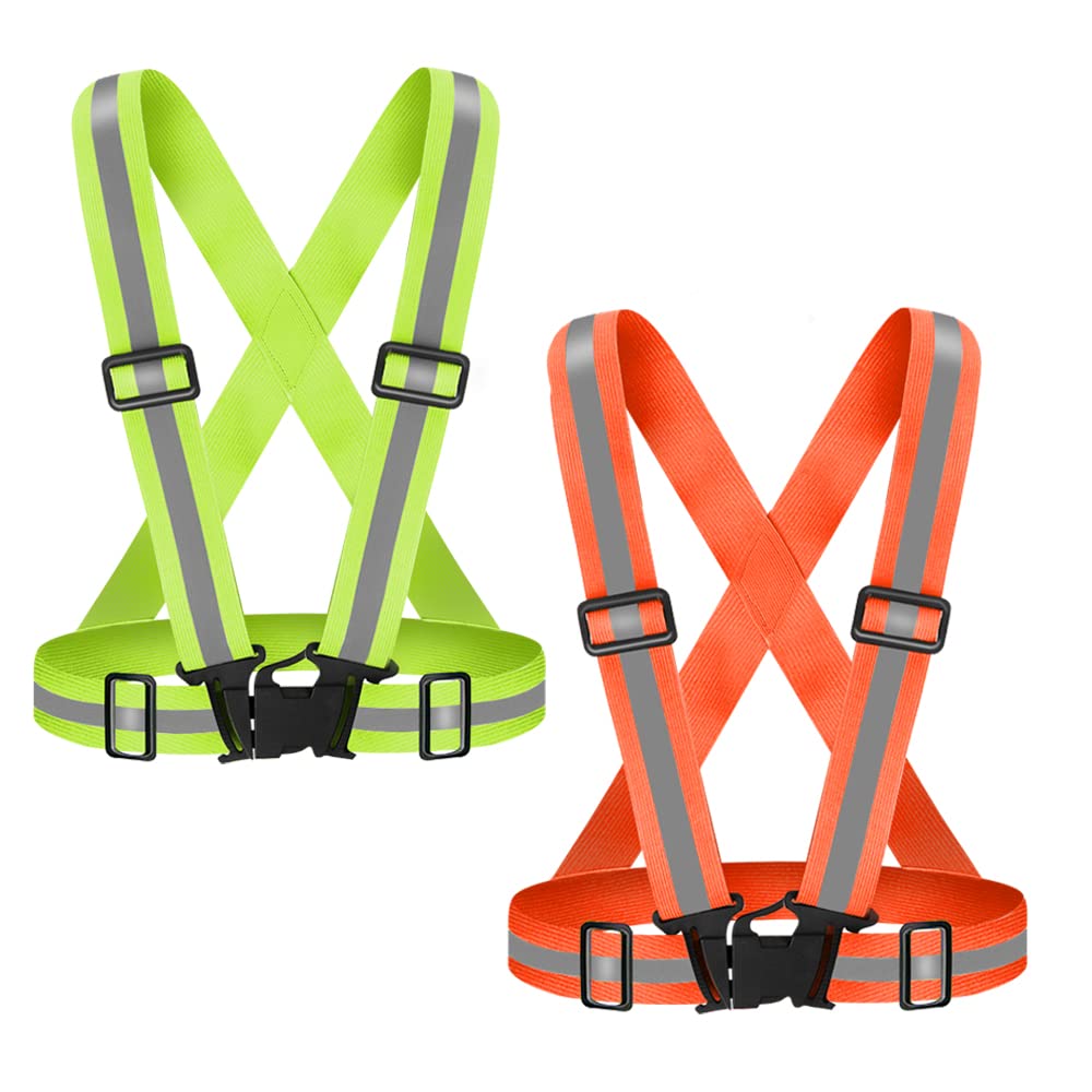 Fepdiu High Visibility Reflective Vest 2Pack Safety Vest Running Reflective Gear Adjustable Reflective Vest for Walking,Jogging,Hiking,Night Cycling