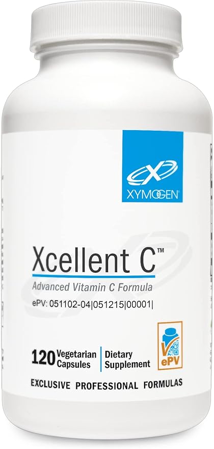 XYMOGEN Xcellent C - High Dose Vitamin C Supplement with BioPerine for Enhanced Absorption - Buffered to Minimize GI Upset - Immune Support + Antioxidants Supplement (120 Pills)