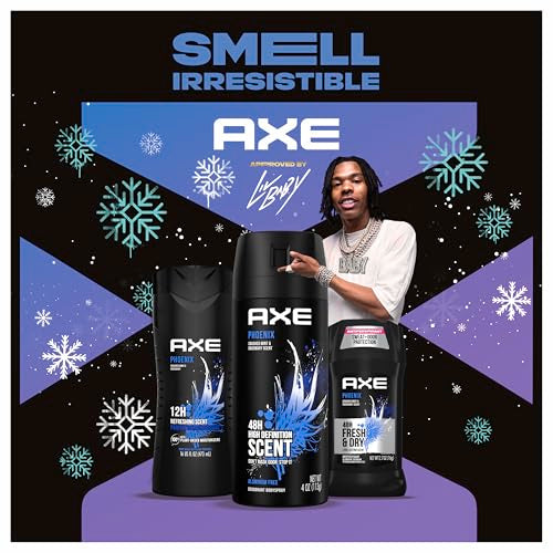 AXE Phoenix Fresh Gift Set for Men Body Wash, Spray & Antiperspirant, 48H Protection, Crushed Mint & Rosemary Scent (3 Piece Set)