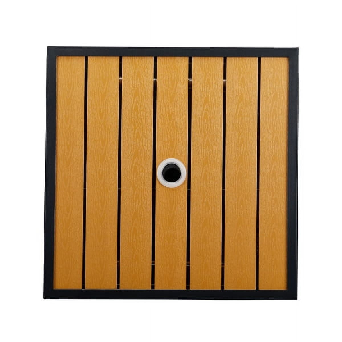 Outdoor Wicker Side Table with Umbrella Hole & Storage Space, Square PE Rattan End Table for Patio Garden Poolside Deck, Brown