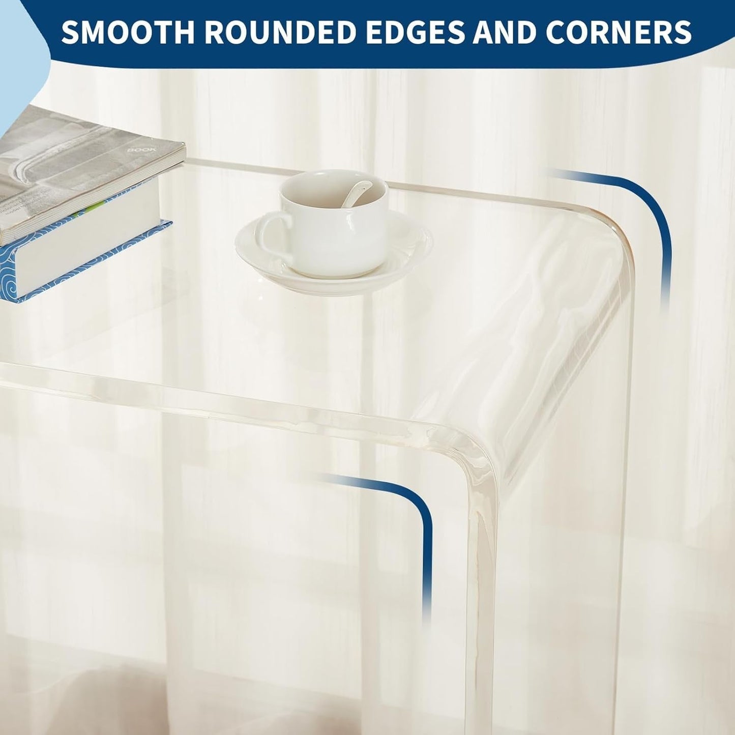 Acrylic Narrow Console Table for Entryway - 38 x 15 x 29 Inch Clear Acrylic Table with Square Legs, Slim Design for Sofa, Foyer, Hallway, and Living Room