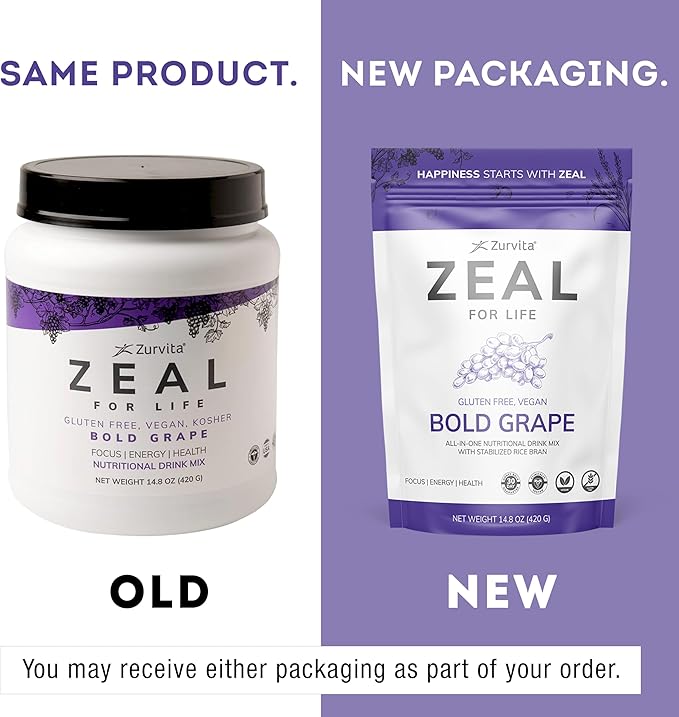 Zurvita - Zeal for Life - Bold Grape Flavor - Daily Nutritional Supplement for Vitality, Immunity, & Overall Wellness - 30-Day Wellness Bag, 420 Grams