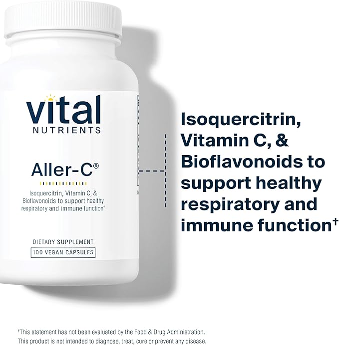 Vital Nutrients Aller-C | Vegan Respiratory and Sinus Function Support*| Isoquercitrin, Bromelain, Bioflavonoids, & Vitamin C | Gluten, Dairy, Soy Free Supplement | 100 Capsules
